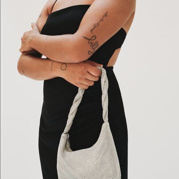 ZARA BLOGGER FAVORITE SATIN EFFECT CUT OUT MIDI DRESS - Picture 9 of 12